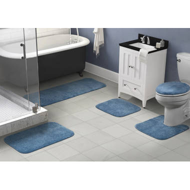 Navy bathroom rug deals set